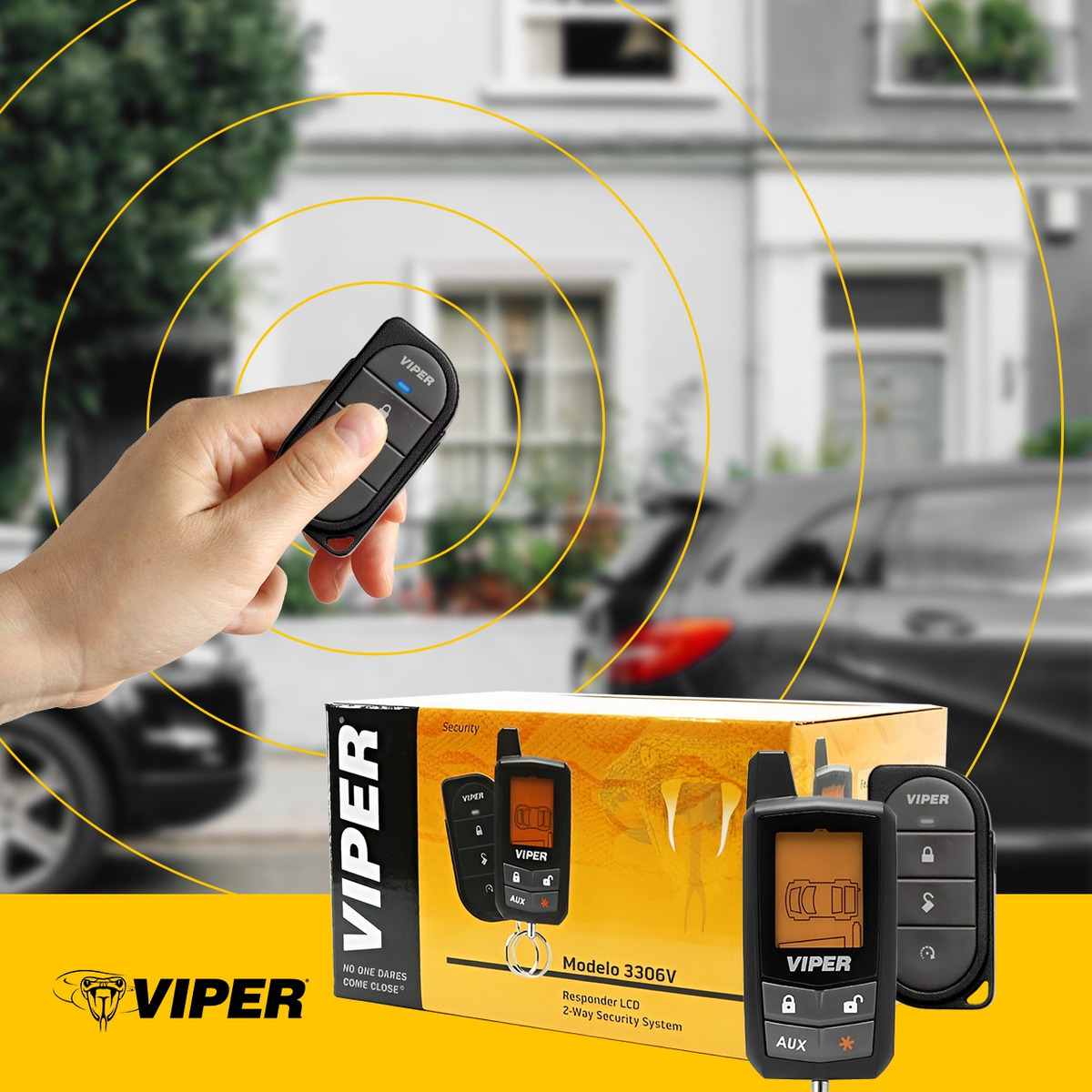 Alarma De Seguridad Viper 3306v 2 Vias Con Control Con Pantalla