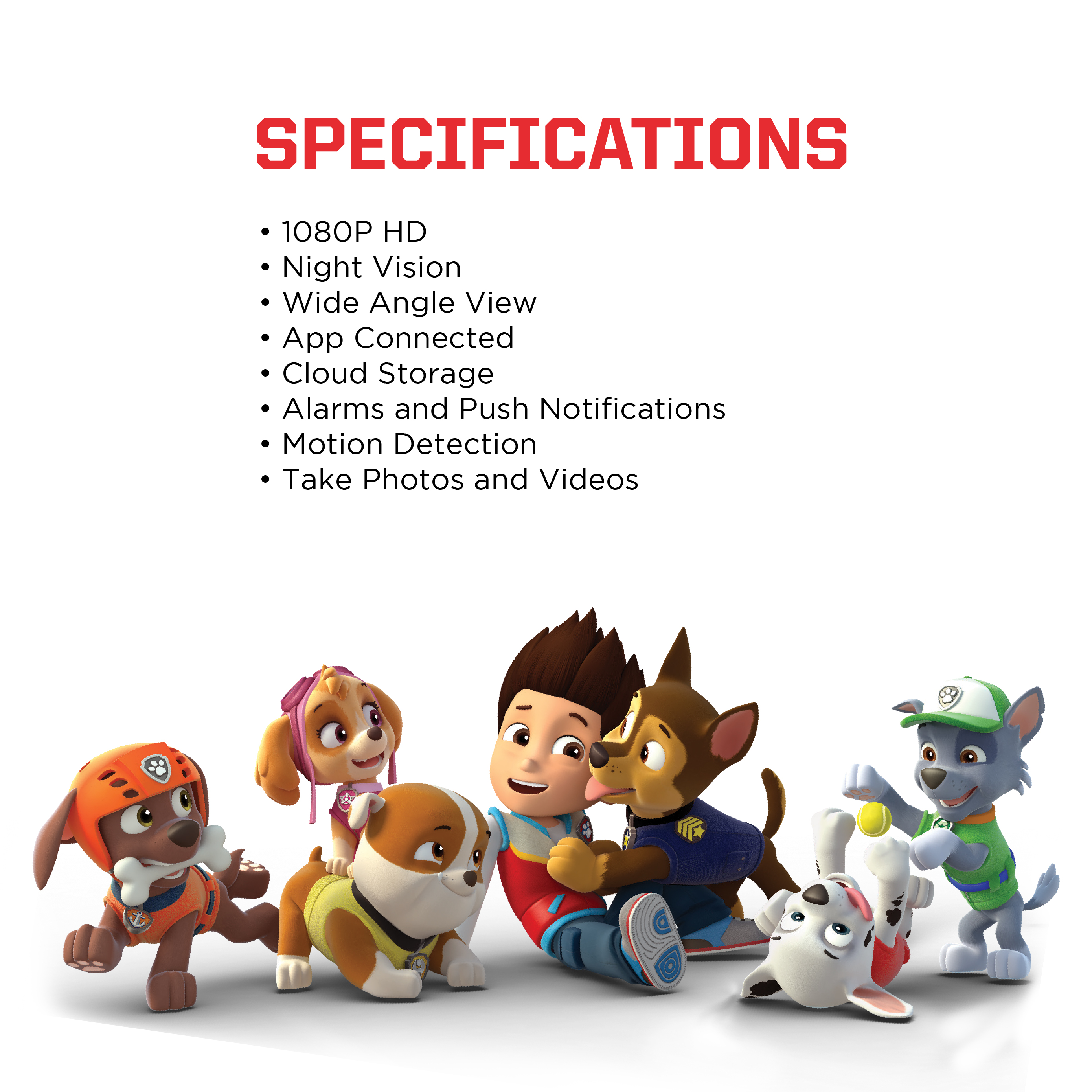 Camera De Seguridad  Monitor HD PAW Patrol Chase Con Visón Nocturna.
