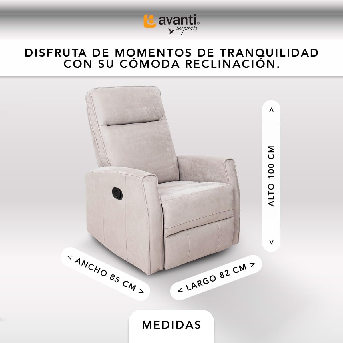 Sillón Reclinable para Adultos Giratorio con Mecedora - con Tela Suave - Sistema Manual - Calisto.