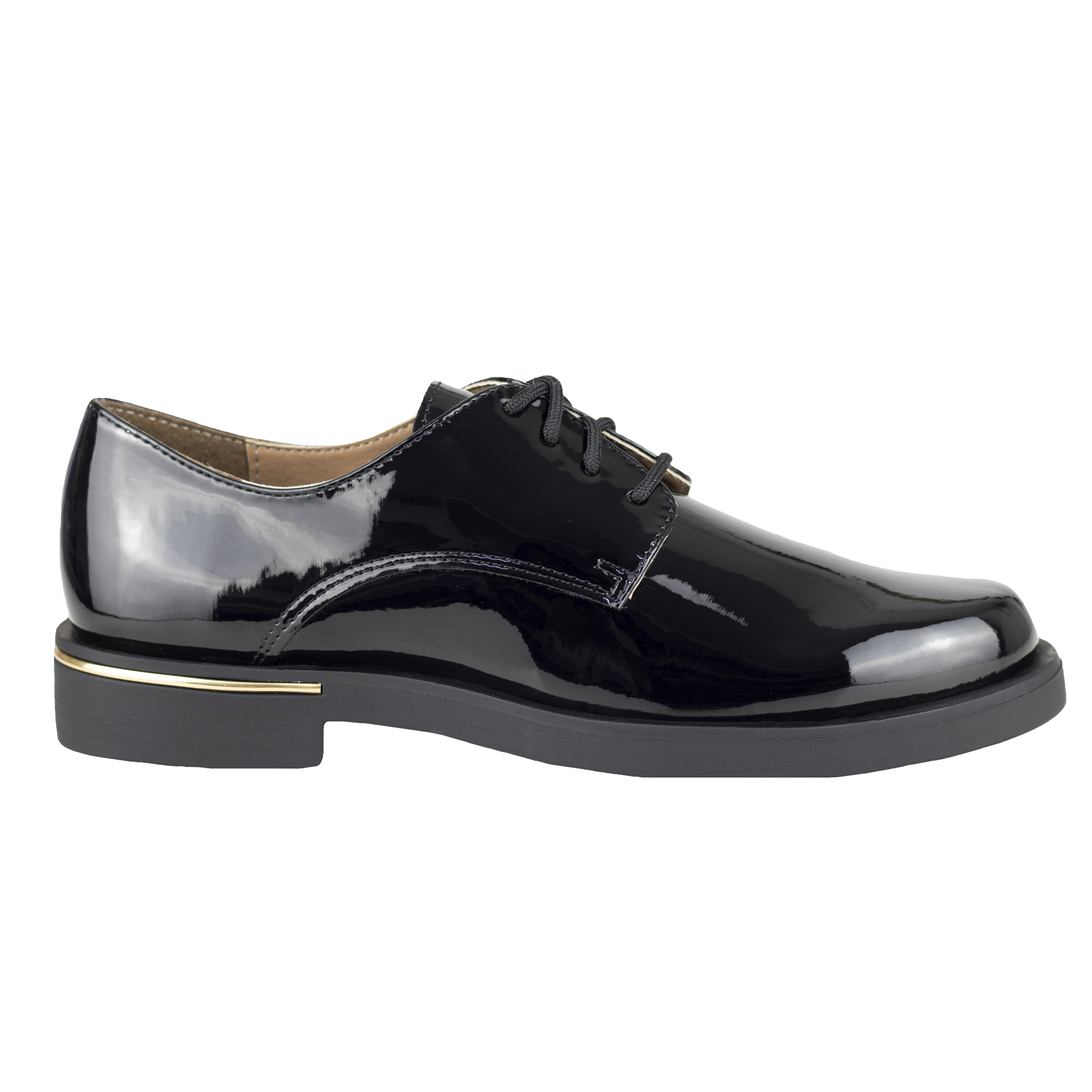 Zapato Derby De Mujer Salamandra 28002 Charol Negro Confort.