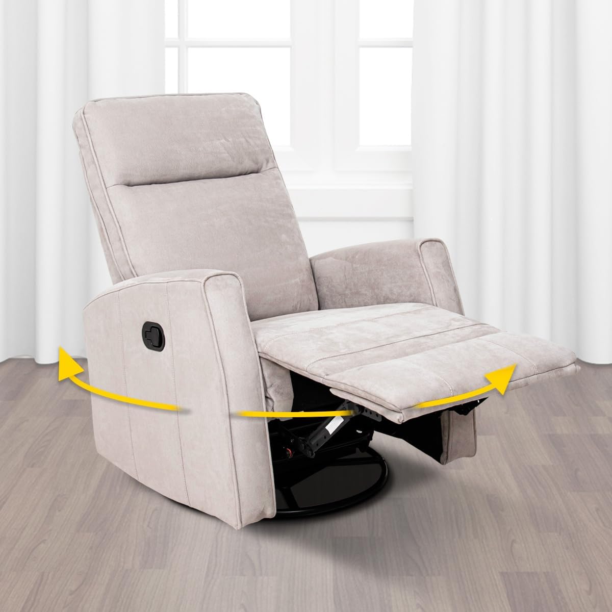 Sillón Reclinable para Adultos Giratorio con Mecedora - con Tela Suave - Sistema Manual - Calisto.