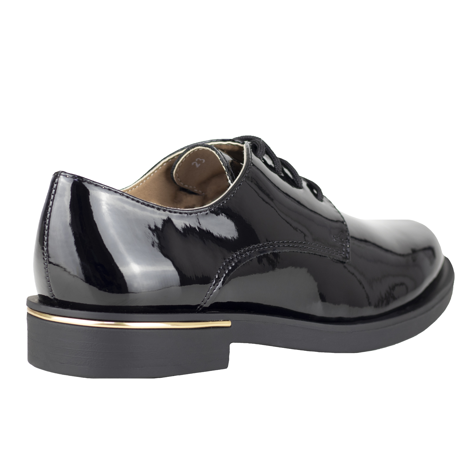 Zapato Derby De Mujer Salamandra 28002 Charol Negro Confort.