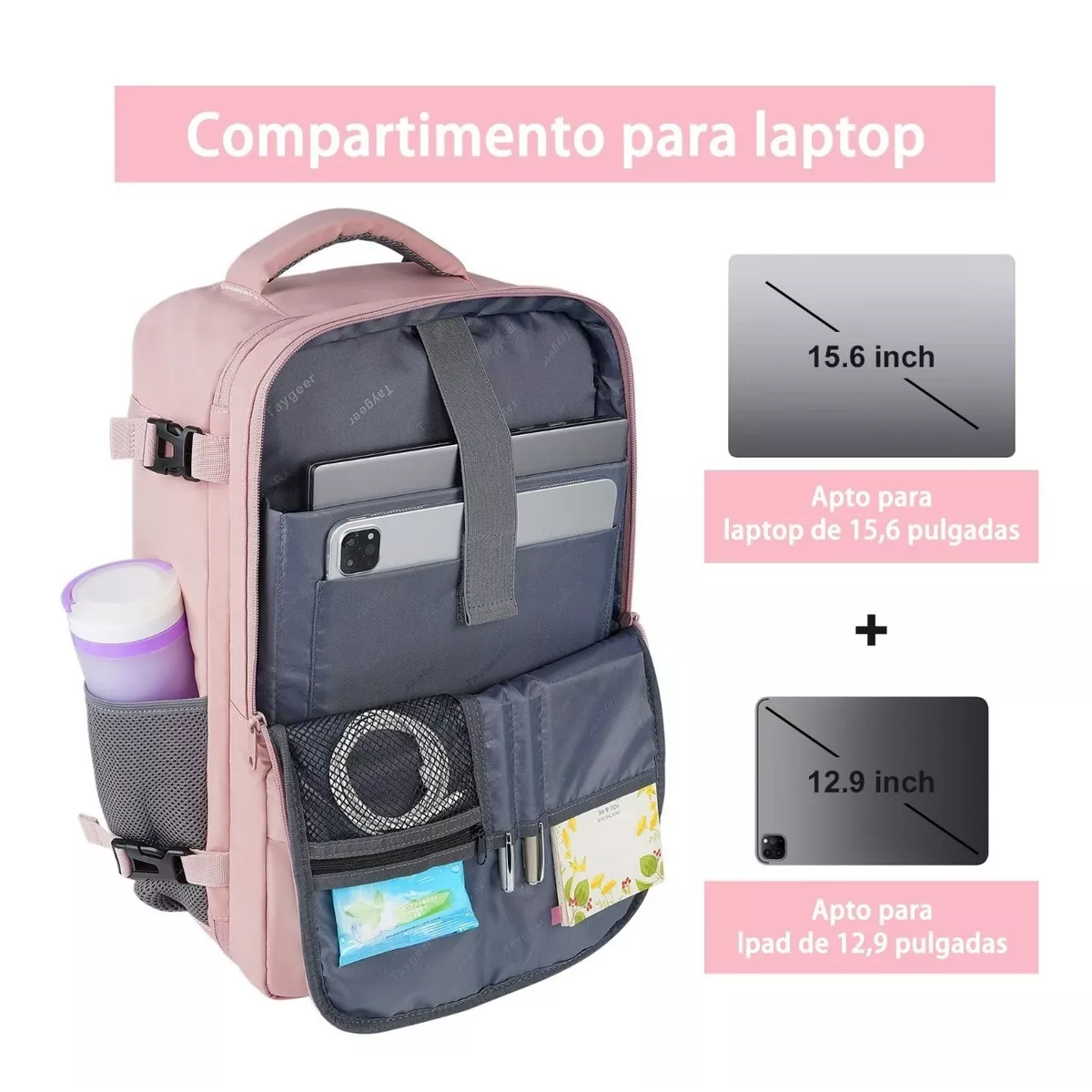 Mochila De Viaje Para Mujer, Aprobado Por Avión 10kg, Mochila
