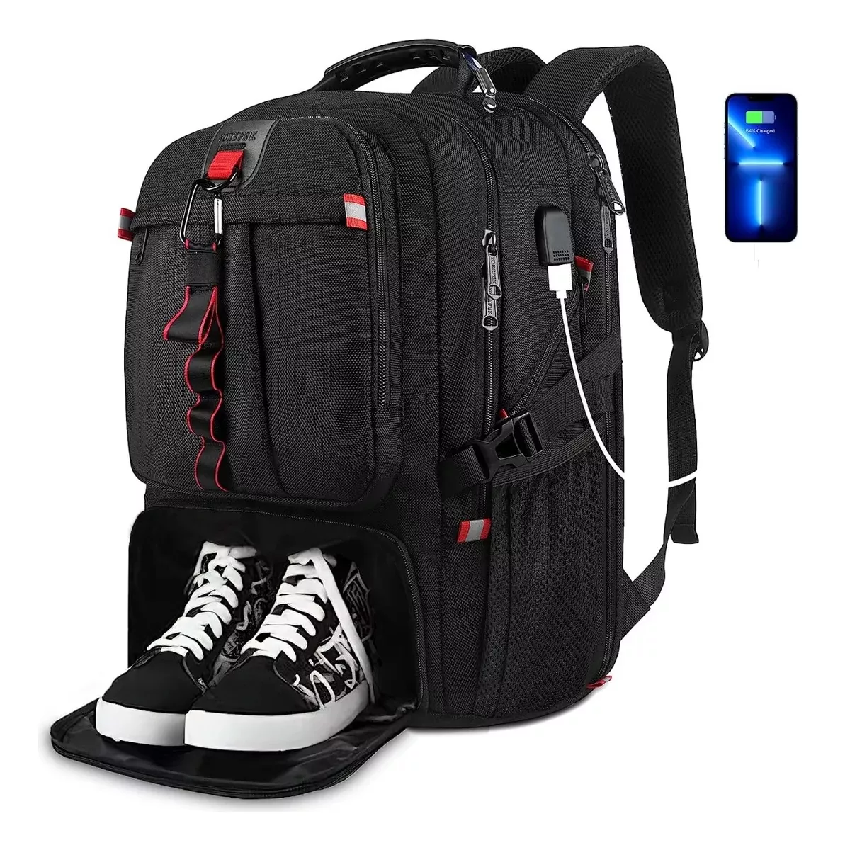 Mochila Gym Con Compartimento Para Zapatos de Viaje 50 L Para Hombre Y Mujer Mochila Para