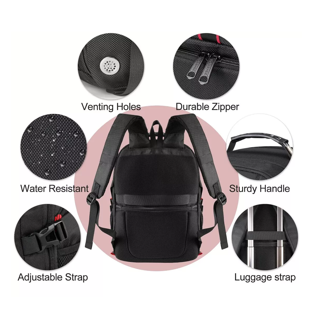 Mochila Gym Con Compartimento Para Zapatos de Viaje 50 L Para Hombre Y Mujer Mochila Para Laptop De 17 Pulgadas Color Negro