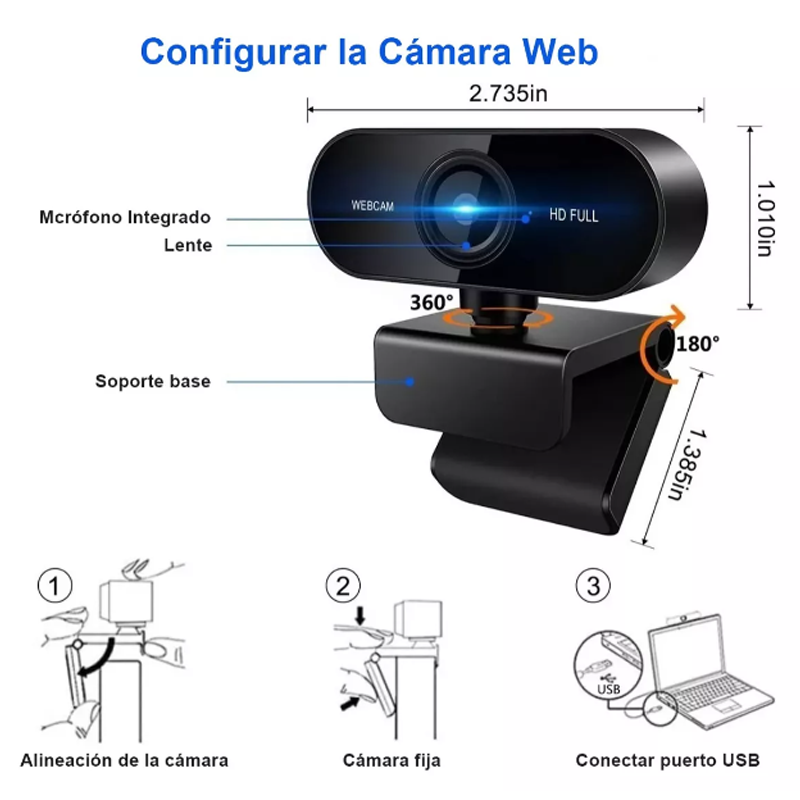 Cámara Web Usb Full Hd 1080p Con Micrófono Transmisión