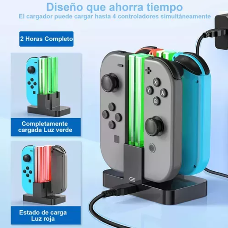 Cargador Para Mando Nintendo Switch Joycon Agarre De Carga.