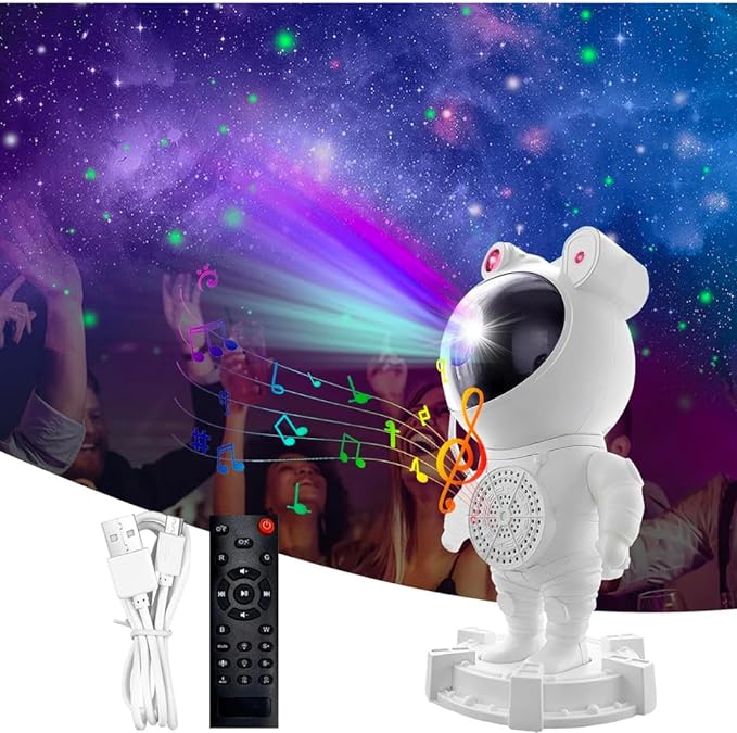 Lampara Bocina Bluetooth Proyector LED Astronauta