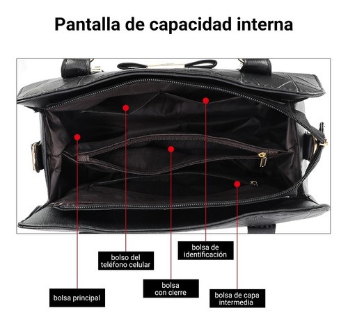 Bolsa Tote Para Mujer Bolso De Mano Con Gran Capacidad Negro.