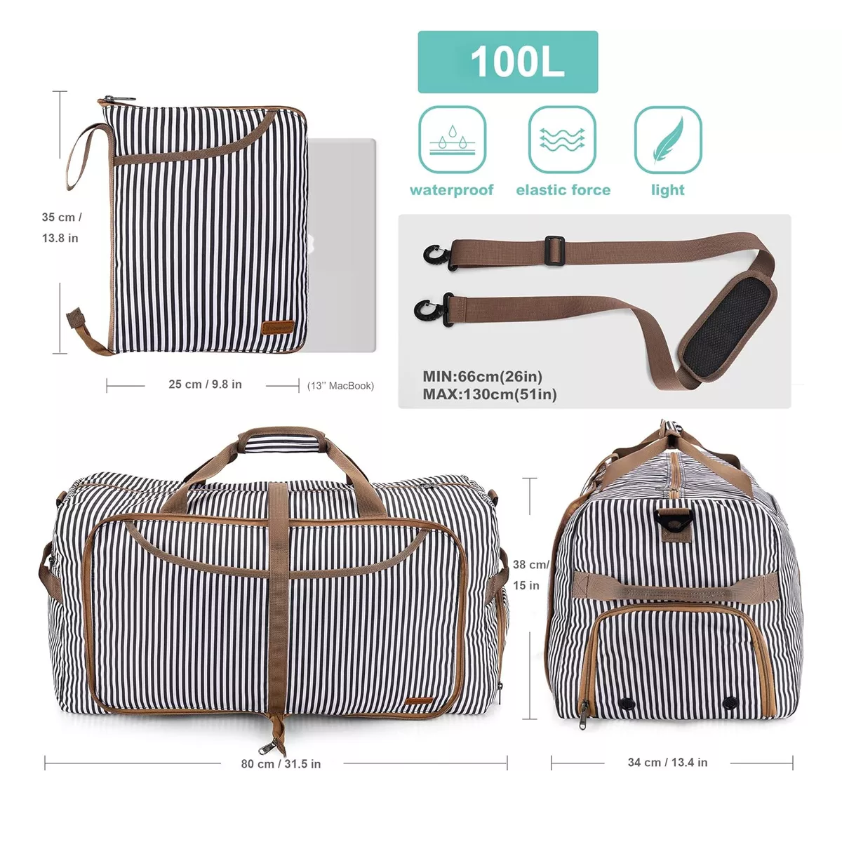 Mochila De Viaje Plegable Maleta Deportiva Hombre Y Mujeres