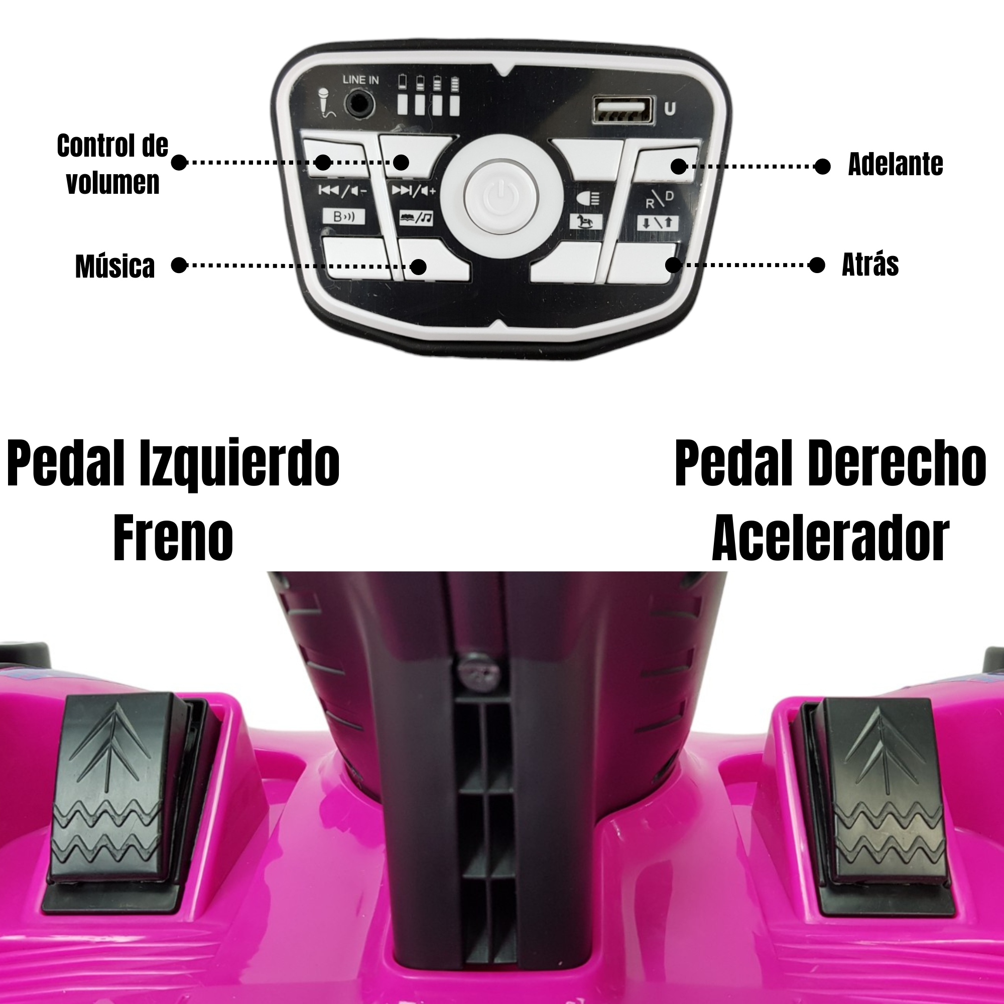 Go Kart Montable Electrico Control Remoto Luz y Sonido 12V - ROSA.