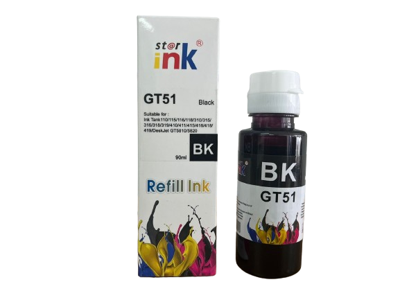 KIT de 4 Tintas HP GT51-GT52 Compatibles 90ml C/U Negro / Magenta / Cyan / Aamarilla Star Ink CALIDAD PREMIUM.