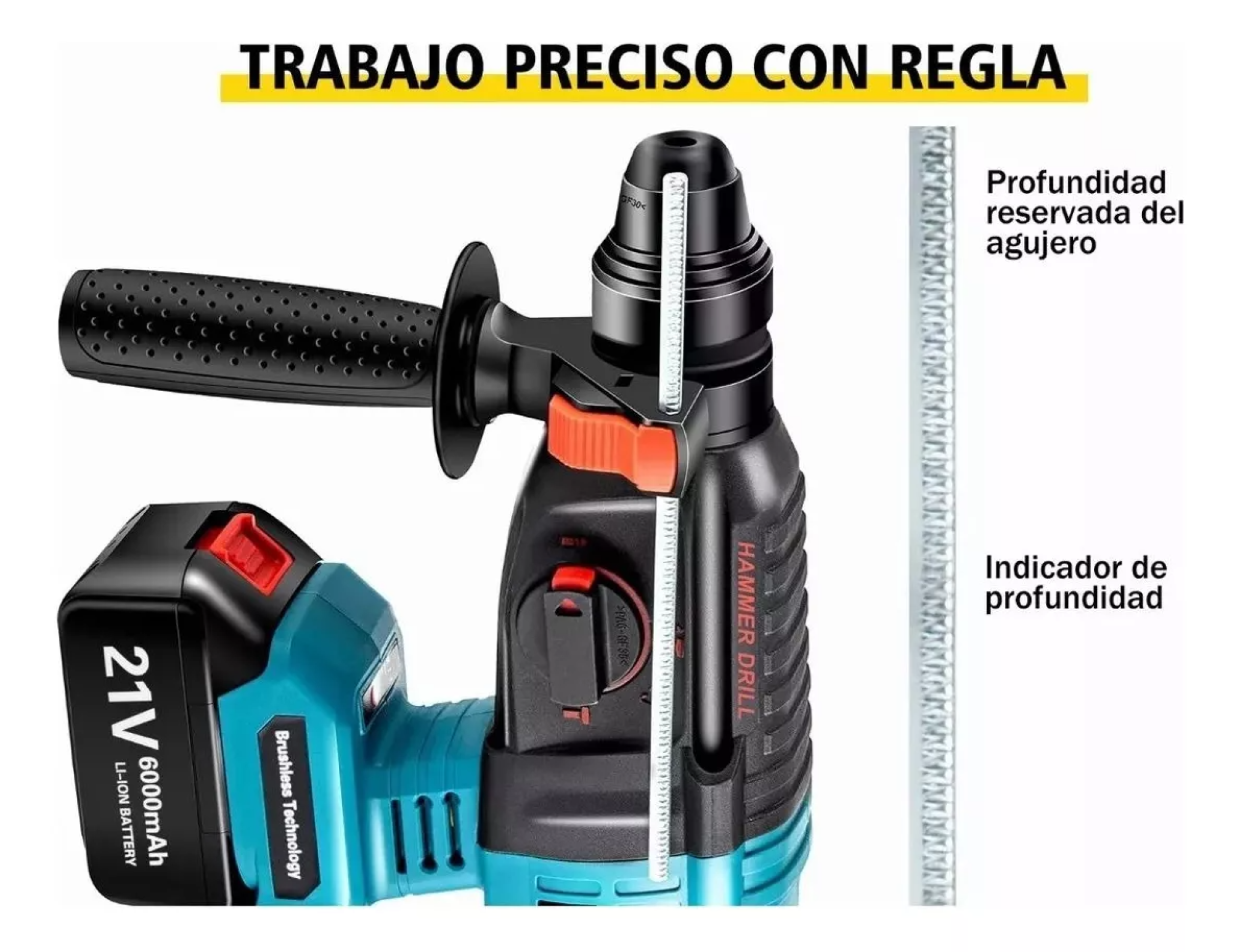 Rotomartillo Inalámbrico Taladro Sds-plus 2000w/2 Batería.