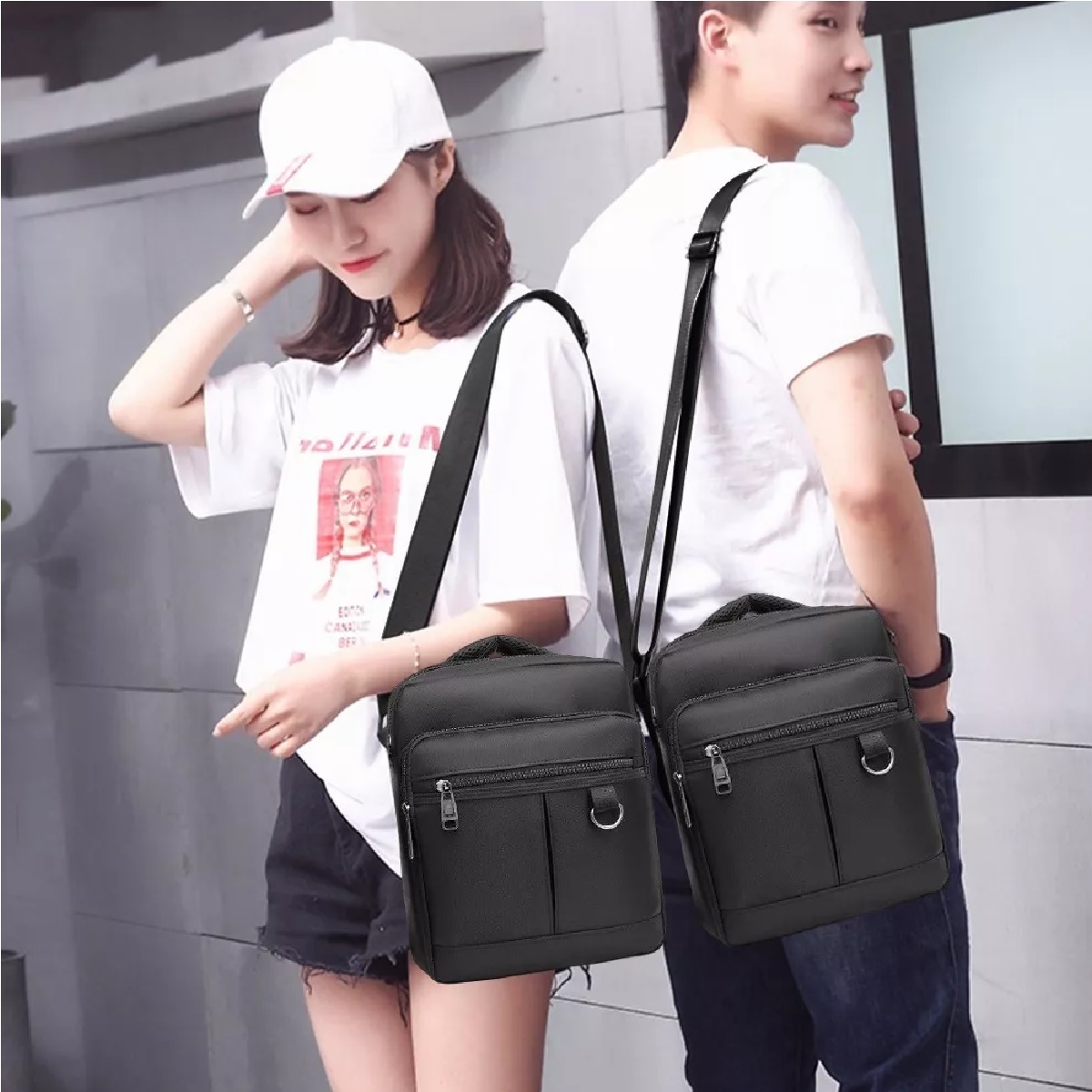 Bolso Mensajero Bandolera Crossbody Billetera Negro.