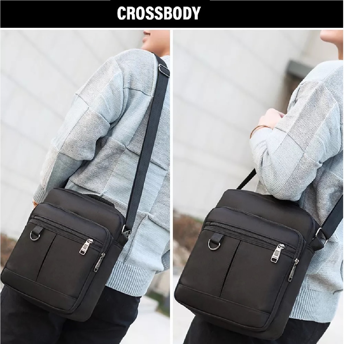 Bolso Mensajero Bandolera Crossbody Billetera Negro.