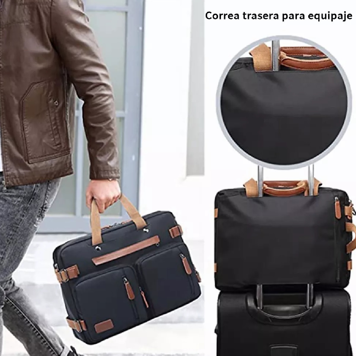 Mochila Maletín Bolso Mensajero 3 En 1 Para Laptop De 17.3in.