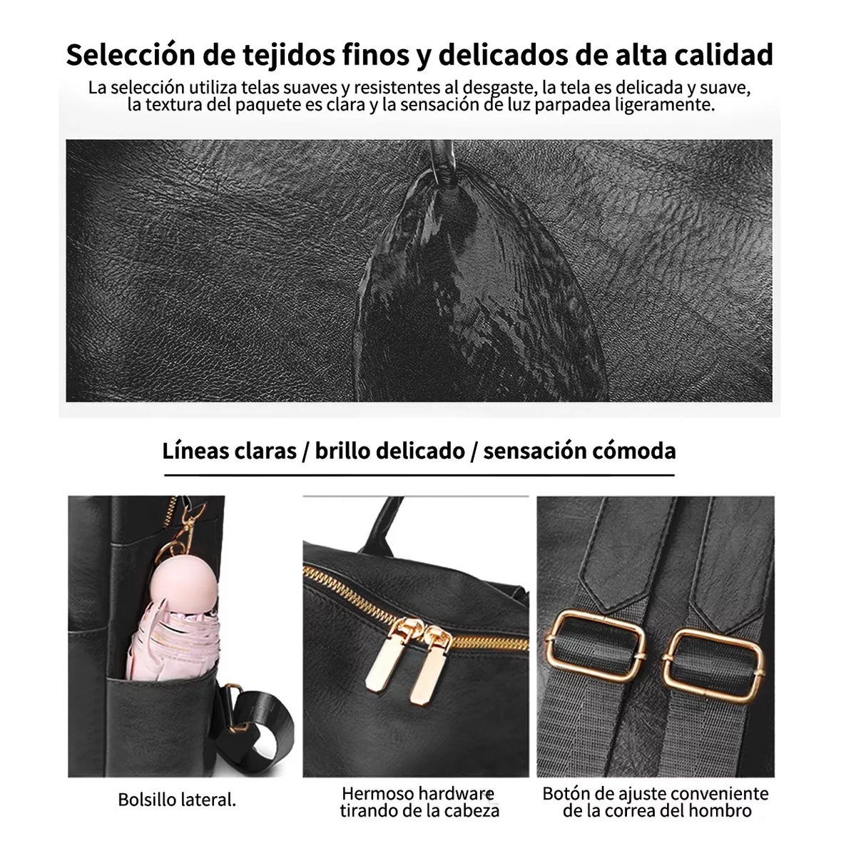 Mochilas Para Mujer Casual Impermeable Negro.