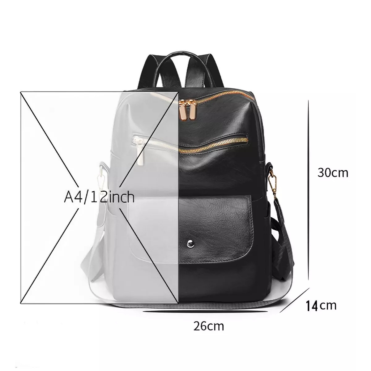 Mochilas Para Mujer Casual Impermeable Negro.