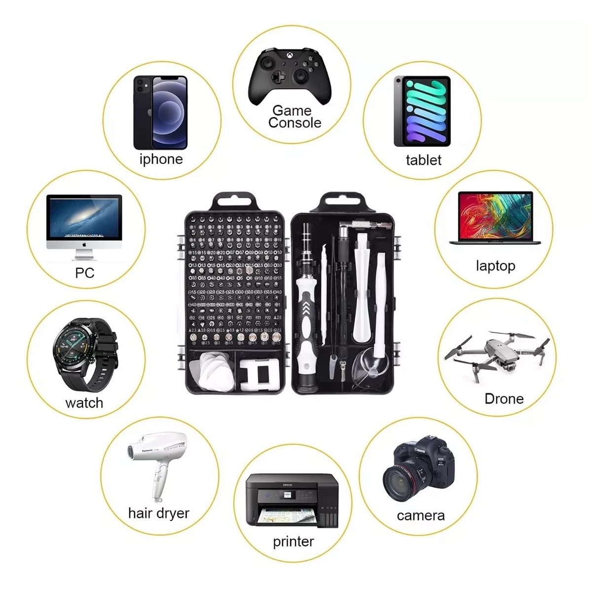 Kit De Desarmadores Y Herramientas De Precisión 115 Pzs Negro