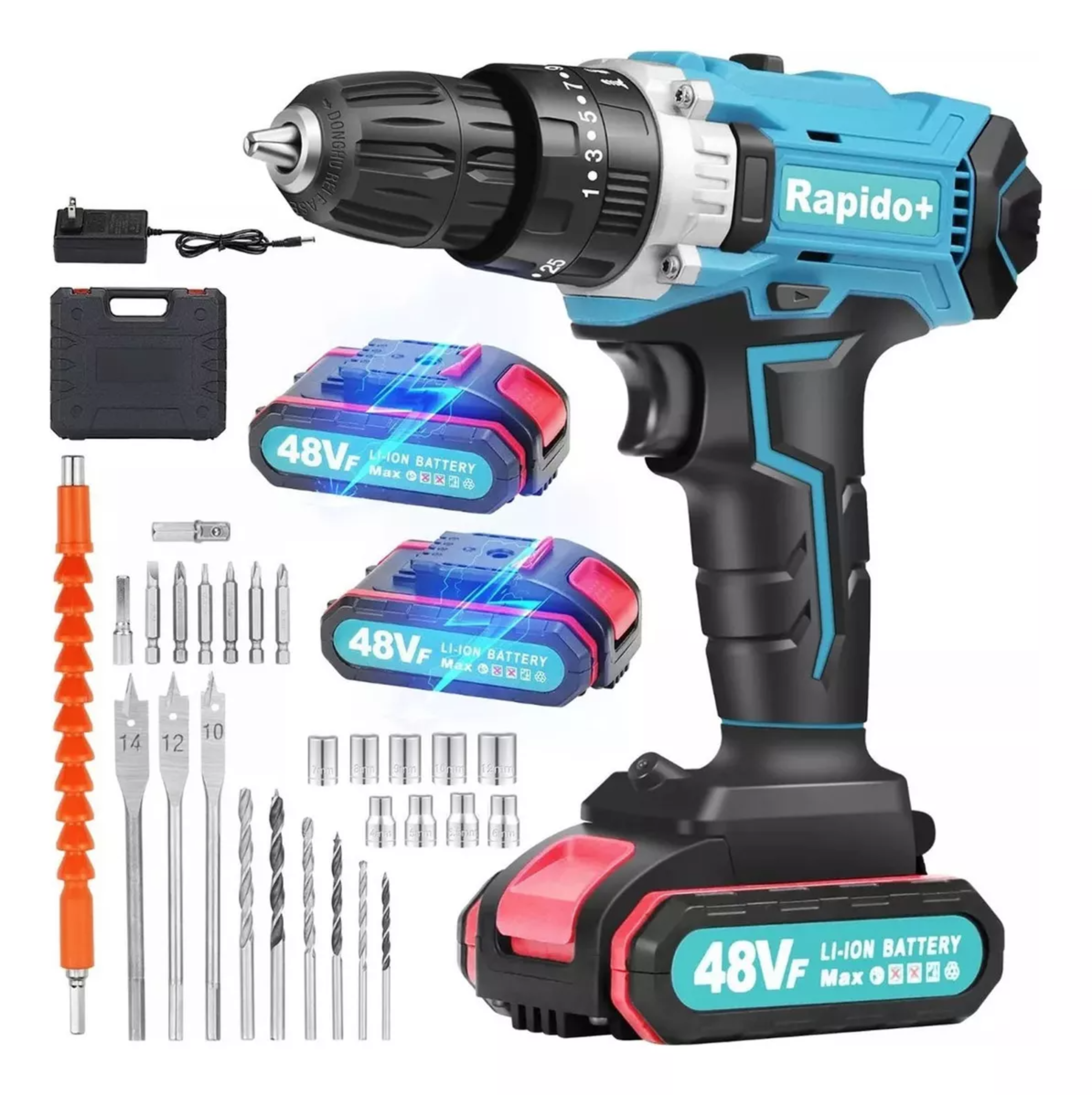 Taladro Atornillador De Impacto Inalámbrico Con 2 Baterías.