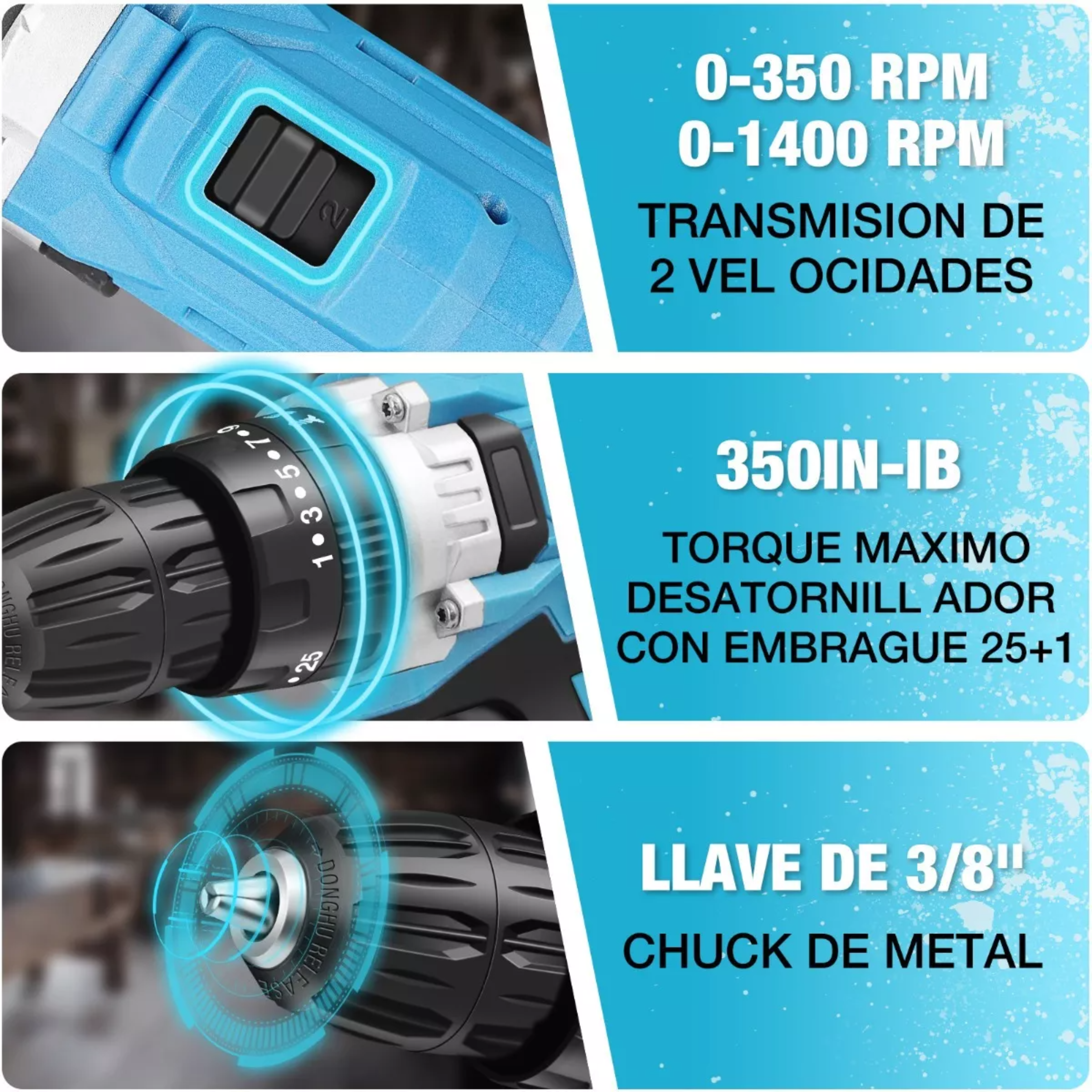 Taladro Atornillador De Impacto Inalámbrico Con 2 Baterías.