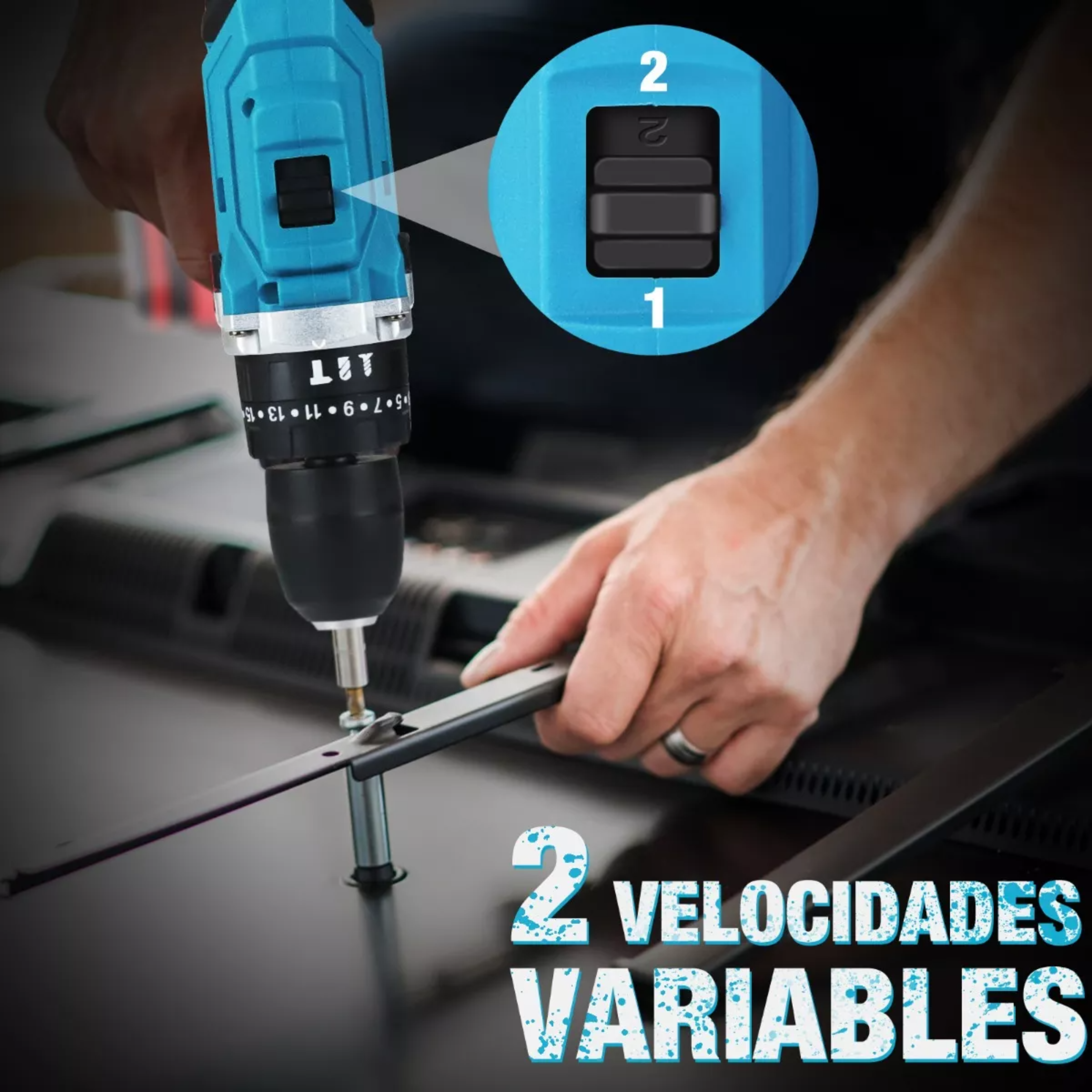 Taladro Atornillador De Impacto Inalámbrico Con 2 Baterías.