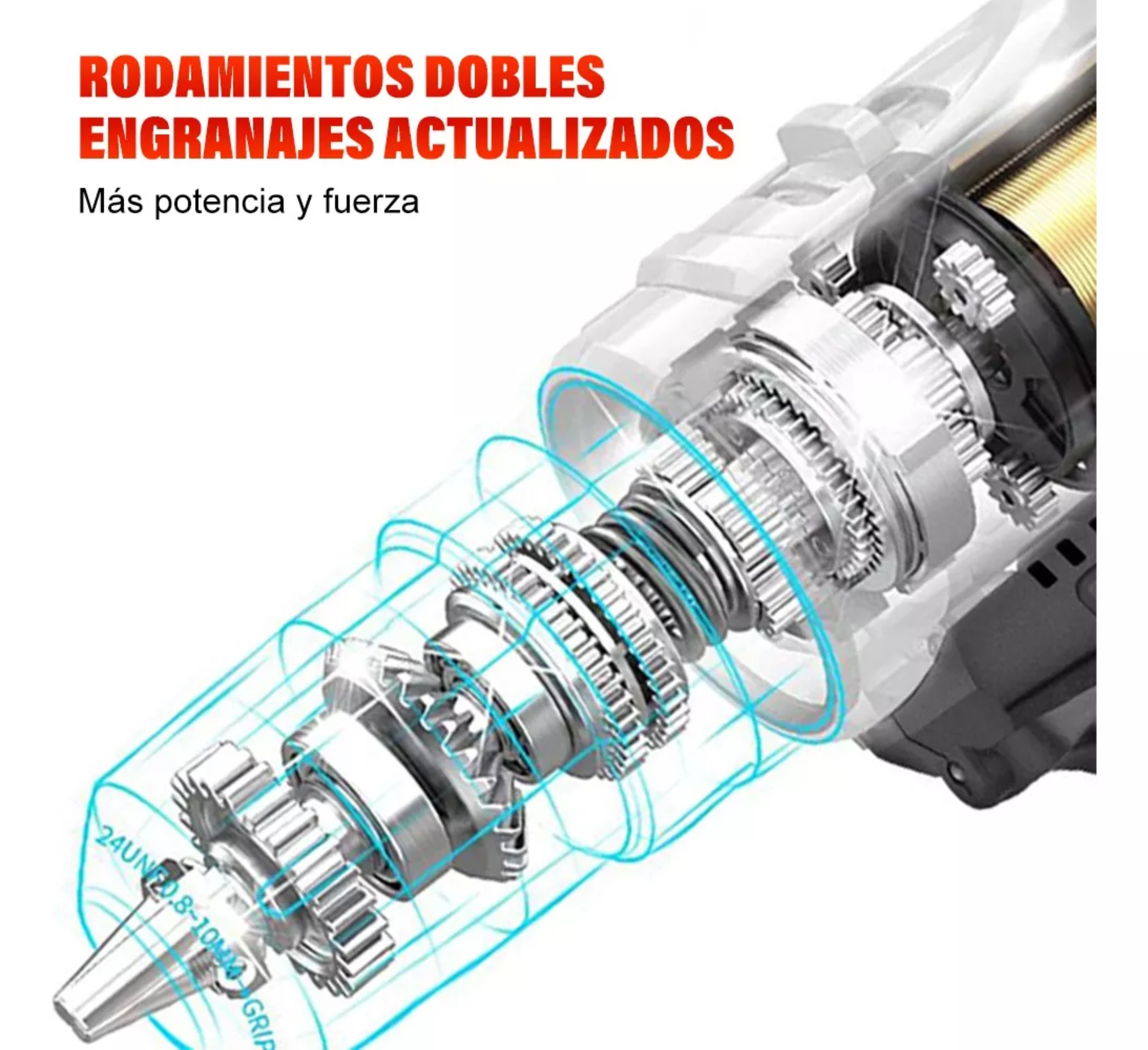 Taladro atornillador inalámbrico de 10mm IMP taladro eléctrico 2 baterías de 2600mAh con maletín de transporte 110V.