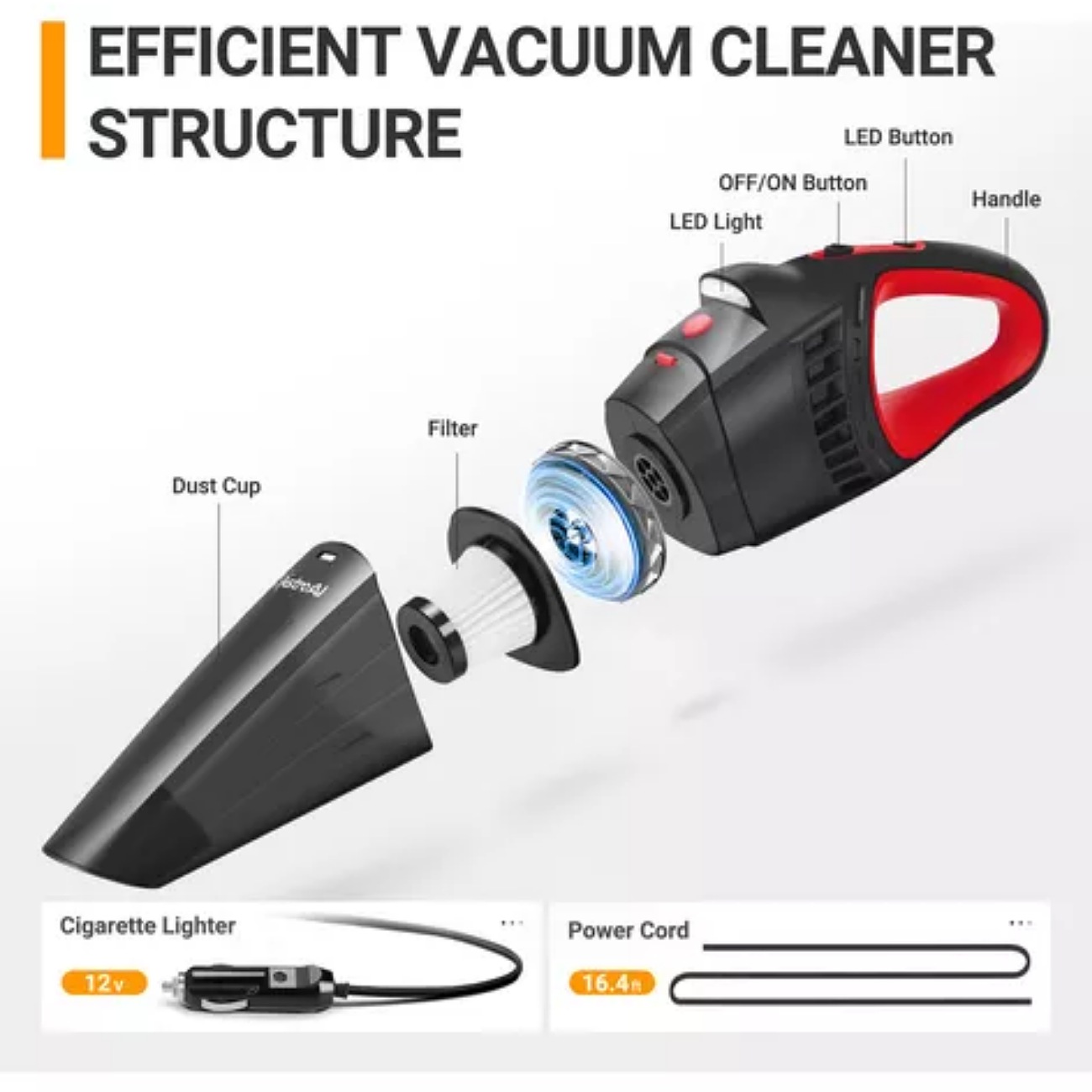 Astro AI AHVCJY801OR 560mL rojo y negro 12V 80 Hz