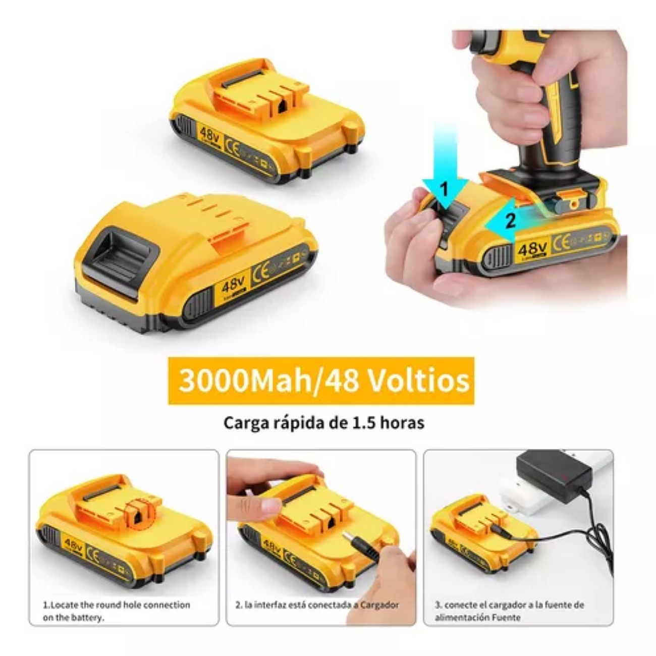 Taladro percutor atornillador inalámbrico de 10mm USOP Alto Impacto + accesorio