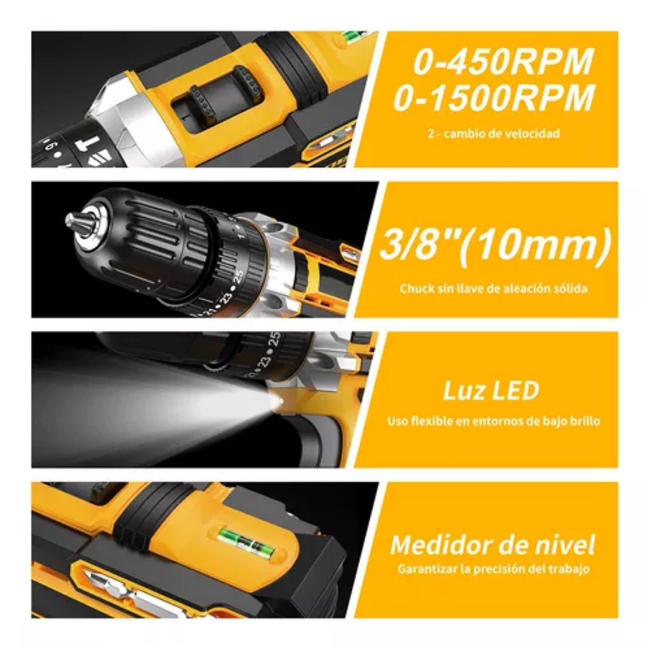 Taladro percutor atornillador inalámbrico de 10mm USOP Alto Impacto + accesorio