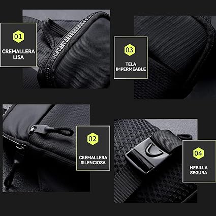 A Mini Bolso Cruzado En El Pecho,Para Hombre Y Mujer Con Bolsillos Dobles,Riñonera Impermeable Con Manos Libres,Adecuado Para Deportes Al Aire Libre,Correr Y Viajar.
