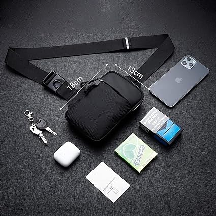 A Mini Bolso Cruzado En El Pecho,Para Hombre Y Mujer Con Bolsillos Dobles,Riñonera Impermeable Con Manos Libres,Adecuado Para Deportes Al Aire Libre,Correr Y Viajar.