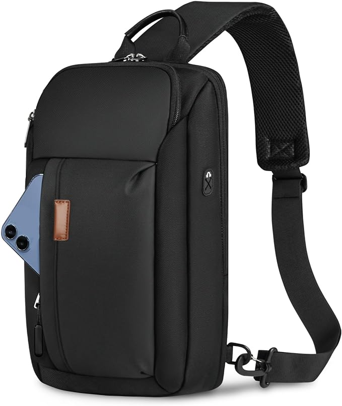 A RAINSMORE Bolso para Hombre Antirrobo Mochila Cruzada Impermeable y Ligera Bolso de Pecho Grande Bandolera Hombre Sling Bag para Caminar,Viajar, Actividades al Aire Libre.