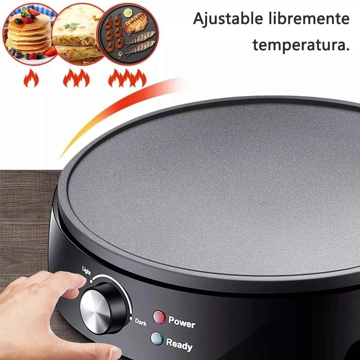 Crepera Eléctrica Nonstick+ Anti Adherente Ajustable 1000w