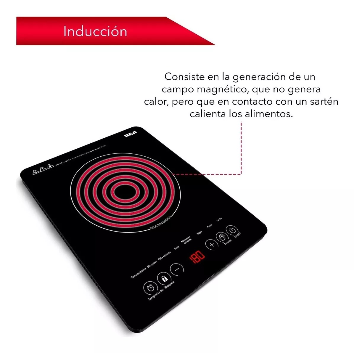 Rca Parrilla De Inducción Eléctrica Rc-12a3 Cocina Color Negro