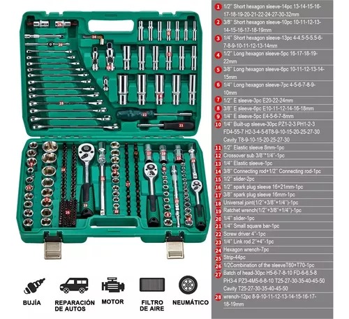 Juego De Llaves Autocle Con Estuche, 216 Piezas