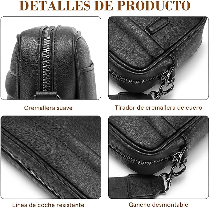 A Bandolera Hombre,Mariconera,Crossbody Hombre,Bolsa Mensajero Bandolera Piel,Impermeable Bolsa Crossbody,Para Uso Diario,Deportes,Empresas,Senderismo,viajes,negro.