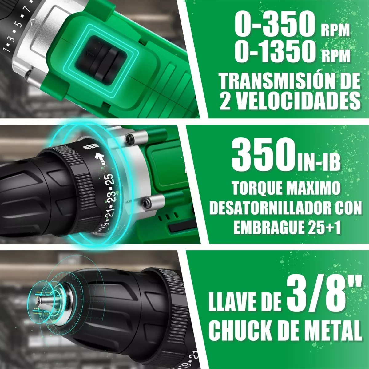Taladro Atornillador Inalámbrico Con 1 Batería Estuche y Accesorios