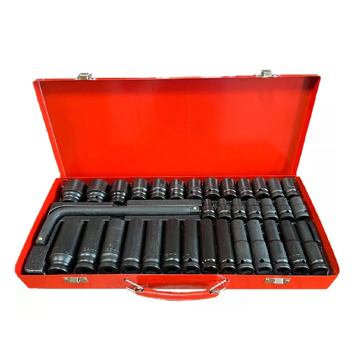 Juego De Datos Alto Impacto De Aire 1/2  Negro/Rojo 35 Piezas .