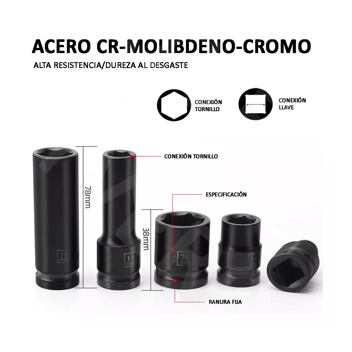 Juego De Datos Alto Impacto De Aire 1/2  Negro/Rojo 35 Piezas .