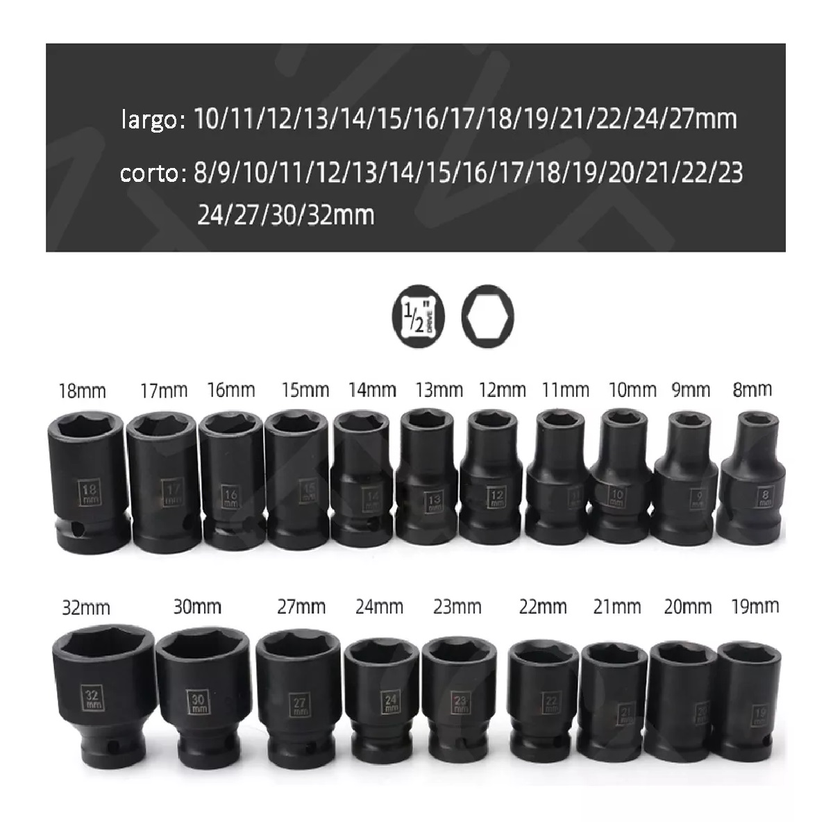 Juego De Datos Alto Impacto De Aire 1/2  Negro/Rojo 35 Piezas .