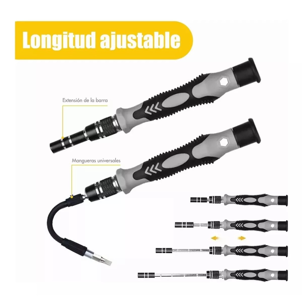 Juego De Desarmadores y Kit Destornilladores Negro 124 pz
