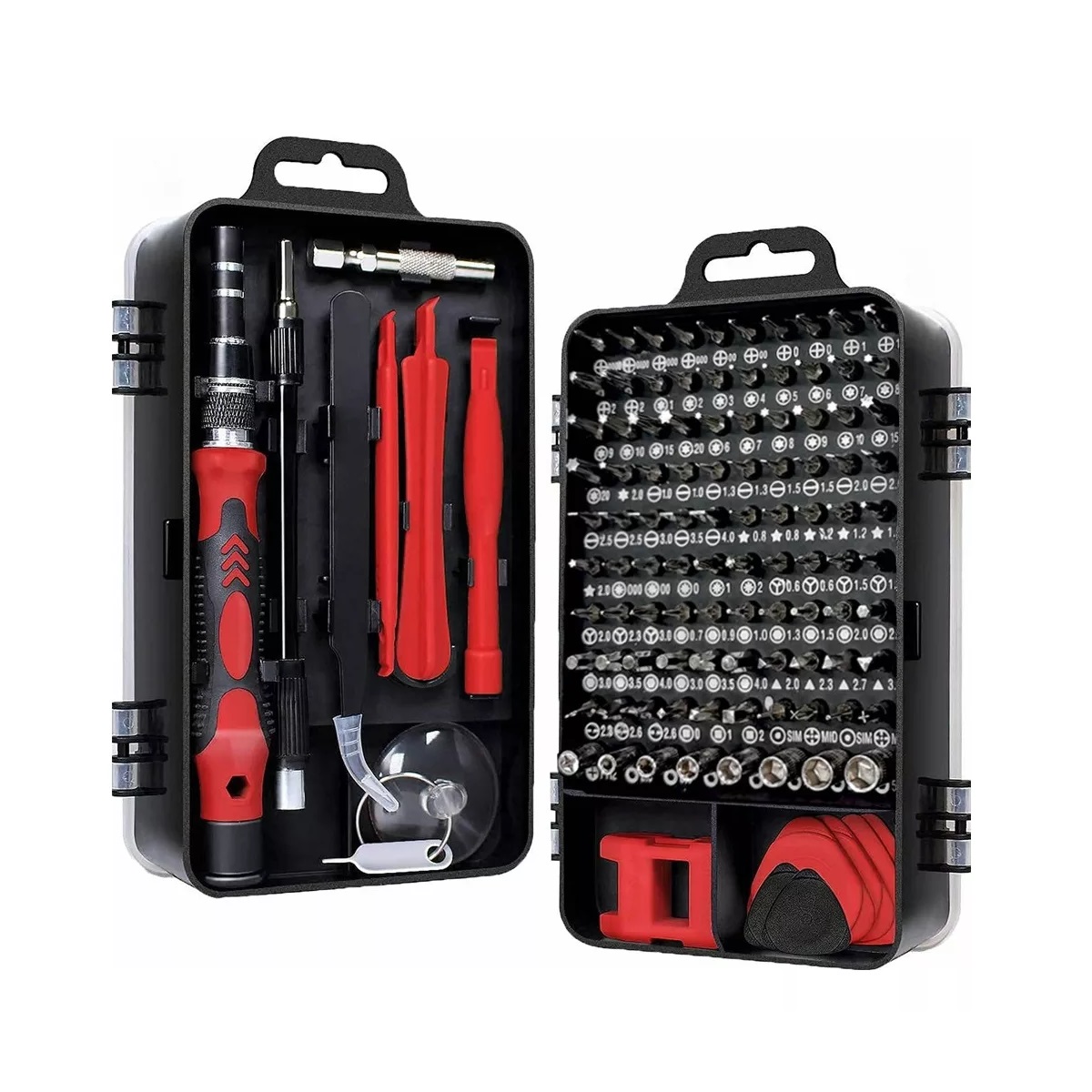 Kit De Desarmador Herramientas Reparo Precisión Pc 115 En 1 Negro/Rojo