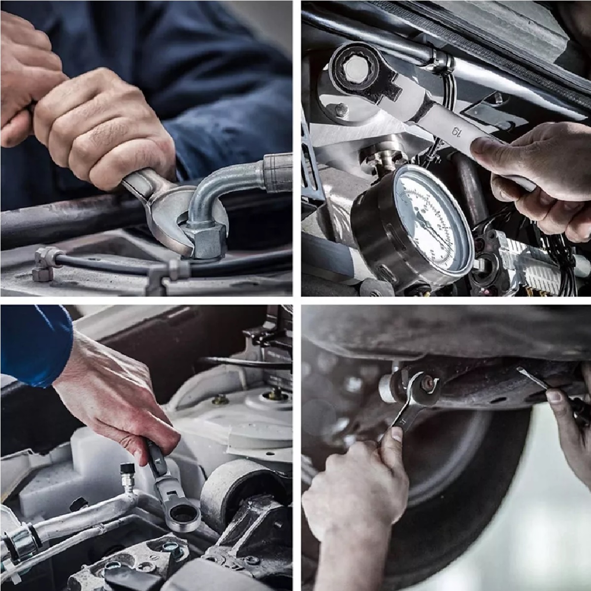 Kit De Llaves De Matraca Mecánicas, 13 Piezas Gris.