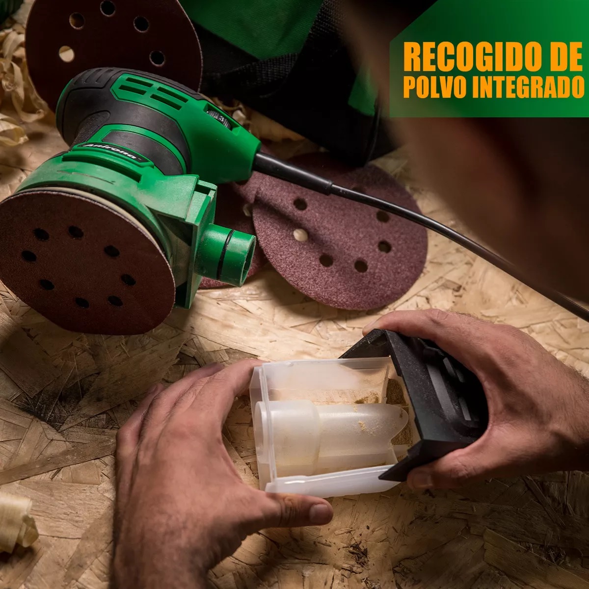 Lijadora roto orbital verde y negro 60Hz 450W 127V.