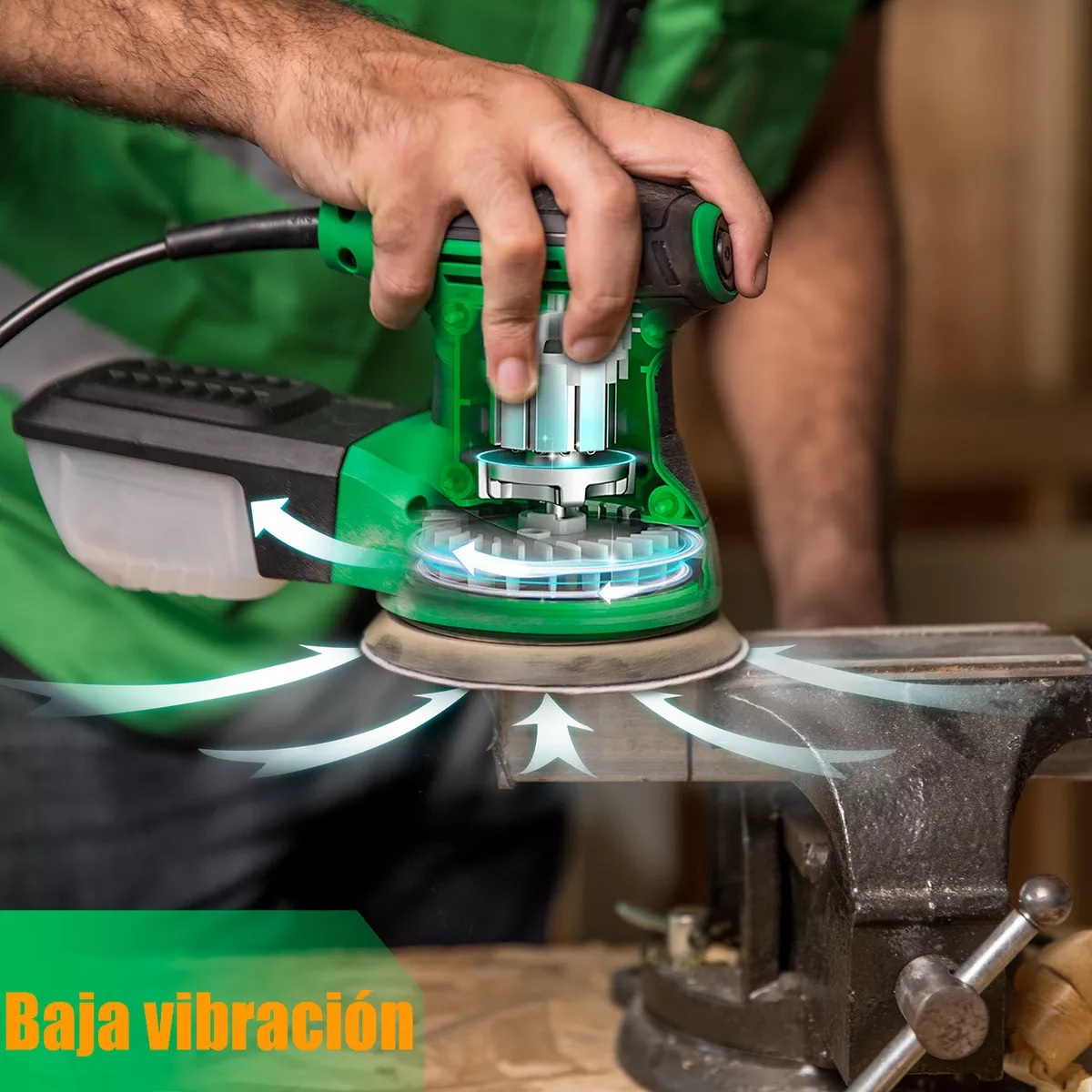 Lijadora roto orbital verde y negro 60Hz 450W 127V.