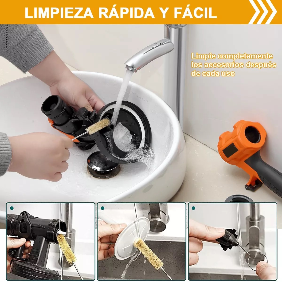 Pistola Eléctrica Para Pintar Hvlp De 1000w Negro/Naranja .