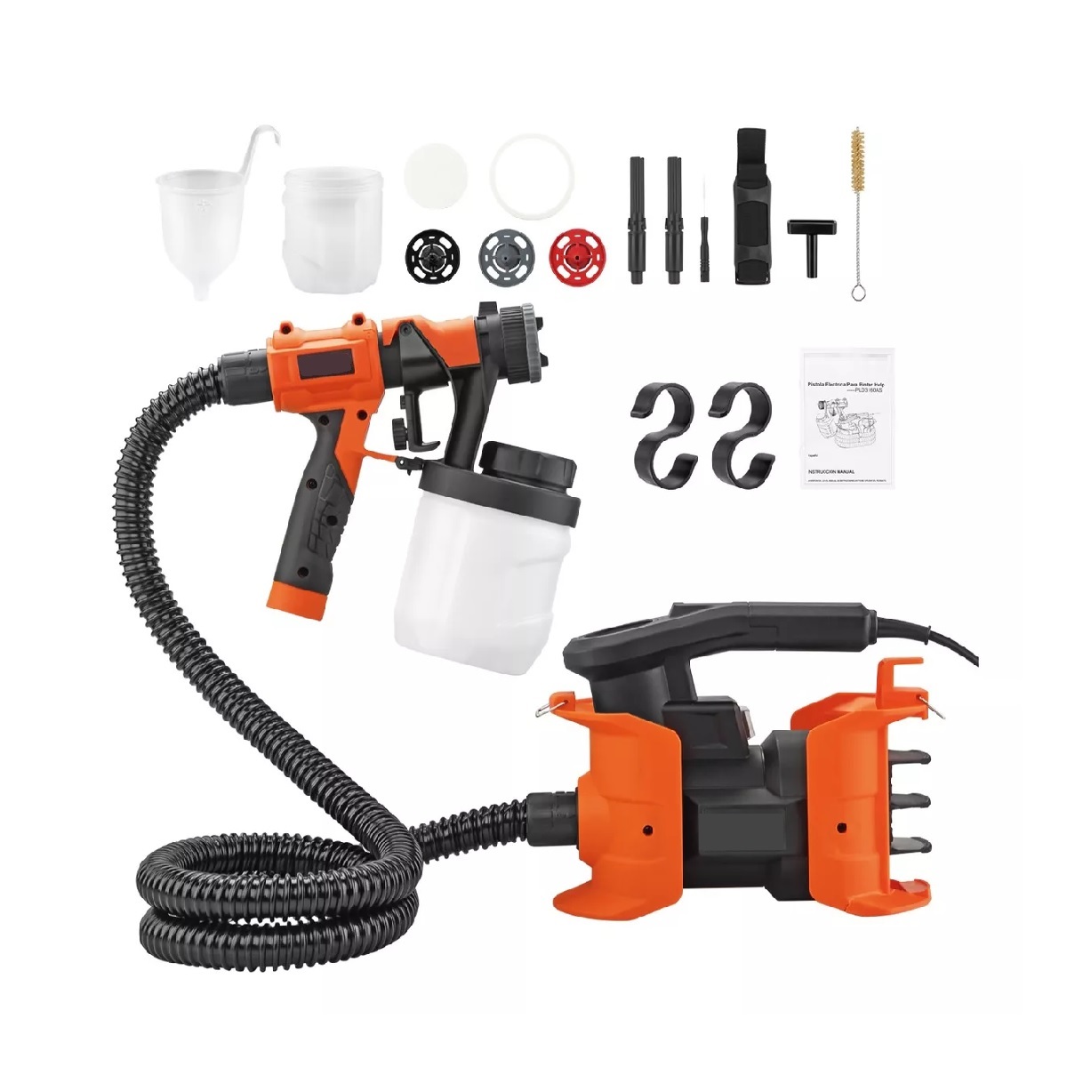 Pistola Eléctrica Para Pintar Hvlp De 1000w Negro/Naranja .