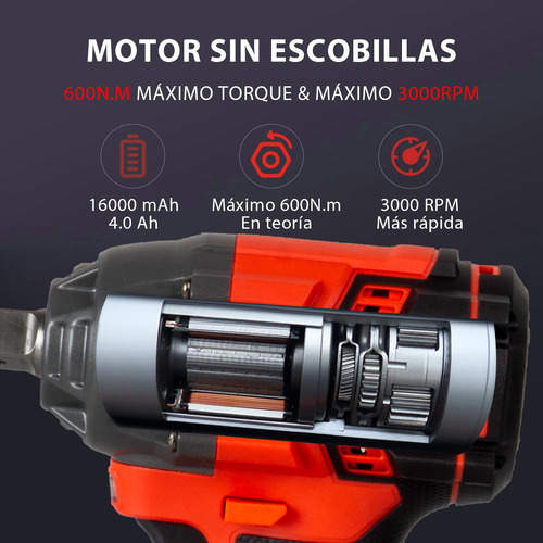 Kit Llave De Impacto Inalámbrica Taladro Con 2 Batería 4.0ah