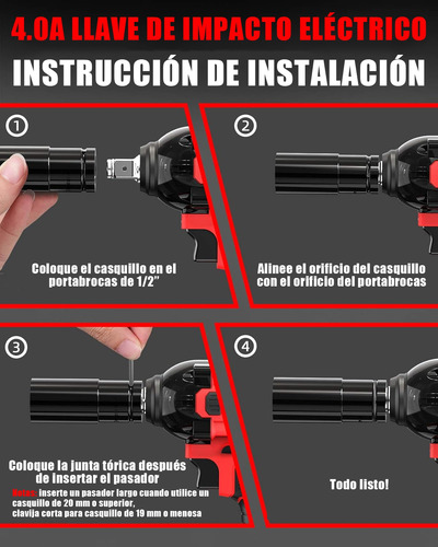Kit Llave De Impacto Inalámbrica Taladro Con 2 Batería 4.0ah